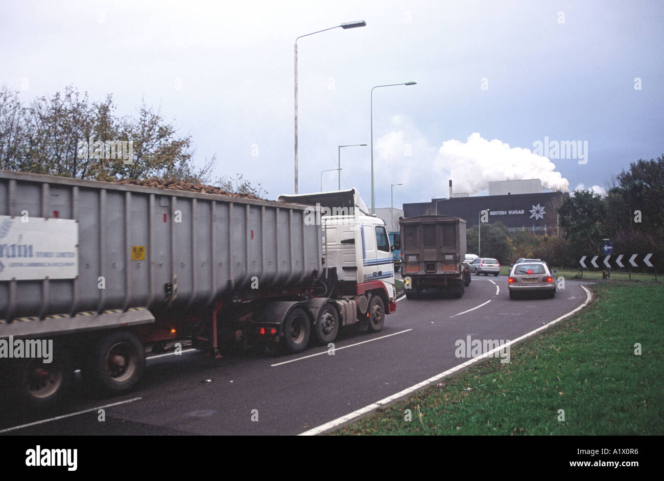 Camion di consegna di barbabietole da zucchero di fabbrica di Bury St Edmunds Suffolk in Inghilterra Foto Stock