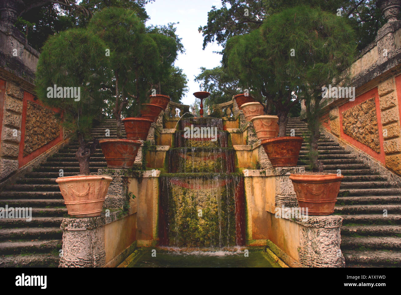 Giardini Vizcaya scalinata Foto Stock