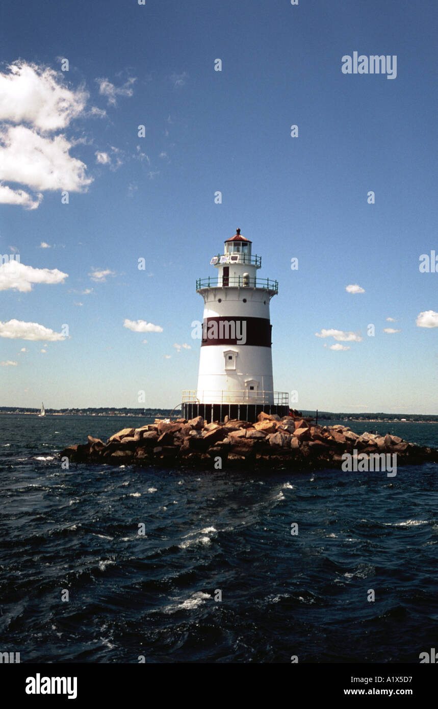 Piccolo Faro sulla isola di Connecticut USA Foto Stock