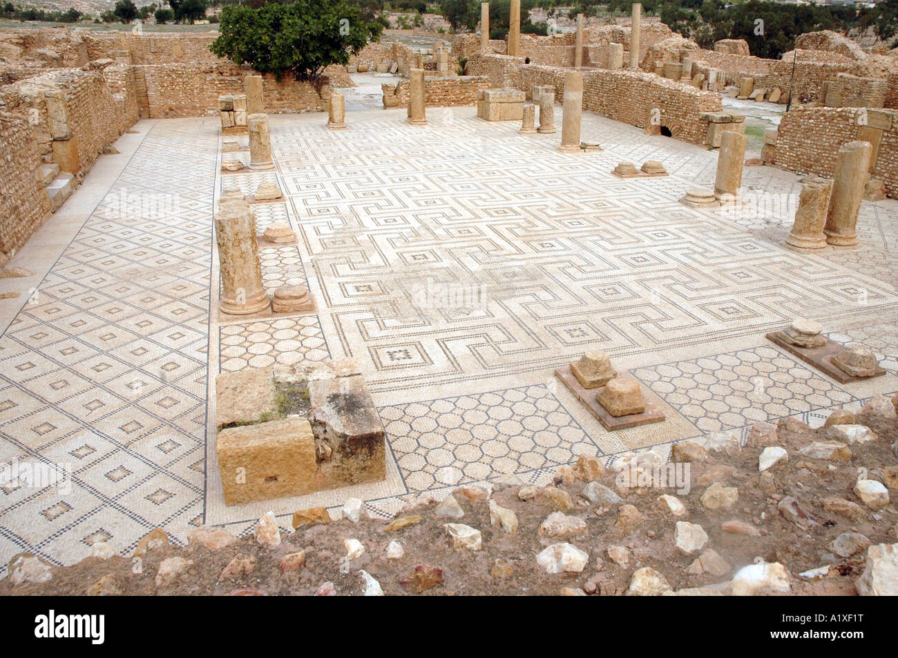 Rovine romane in antica Sufetula, oggi noto come Sbeitla, Tunisia Foto Stock