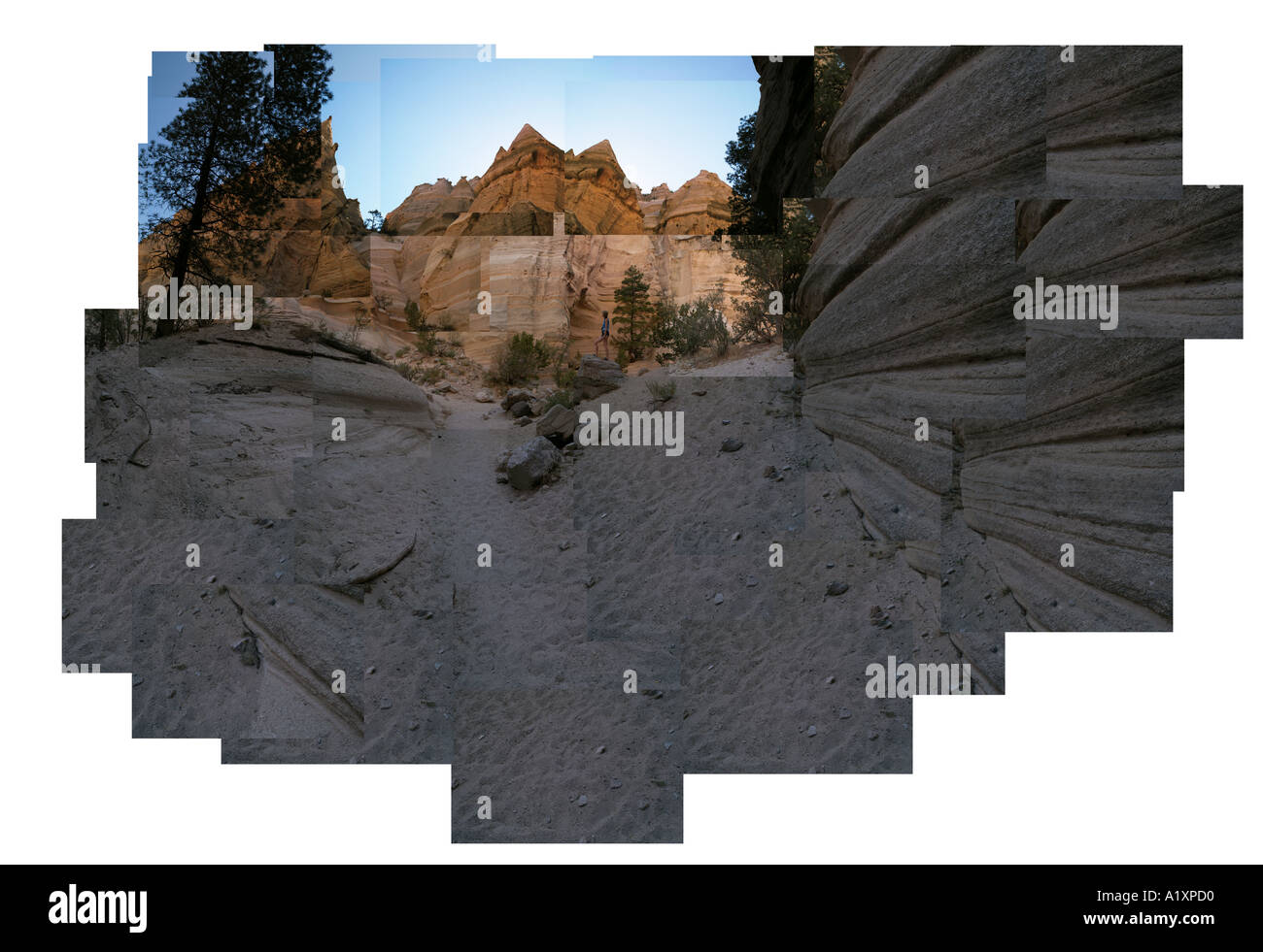 Escursionista in un canyon Tentrock Cochiti Pueblo Foto Stock