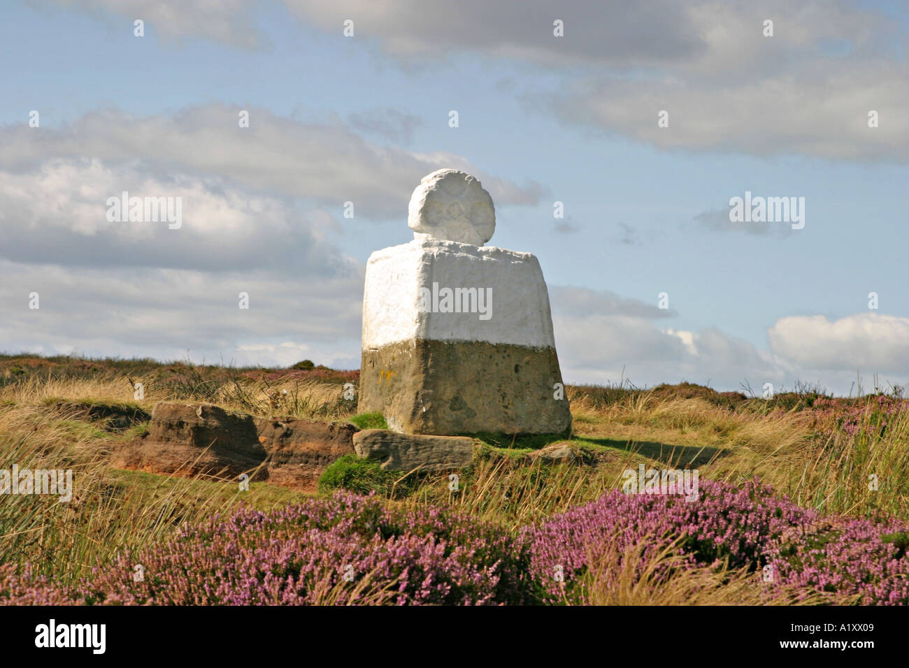 North York Moors National Park Regno Unito la croce bianca o Fat Betty a Rosedale testa Foto Stock