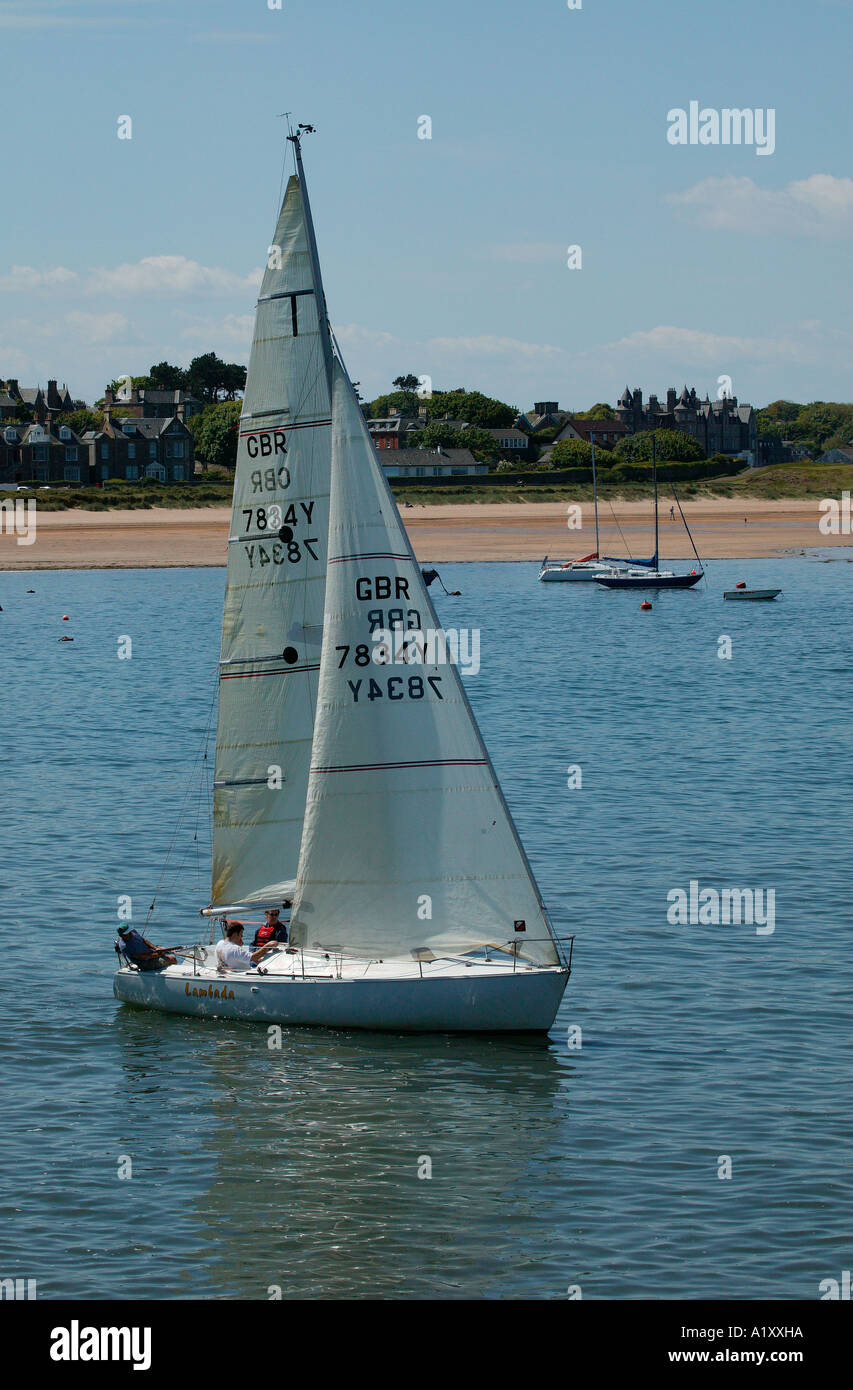 Yacht a vela in Forth Estuary, a North Berwick, Scozia, Regno Unito Europa, Mare del Nord, Foto Stock