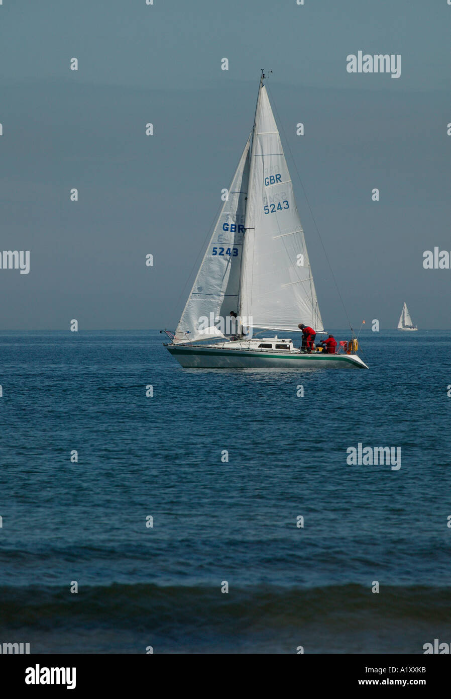 Yacht a vela nel mare del Nord, Scozia, Regno Unito GB, Europa Foto Stock