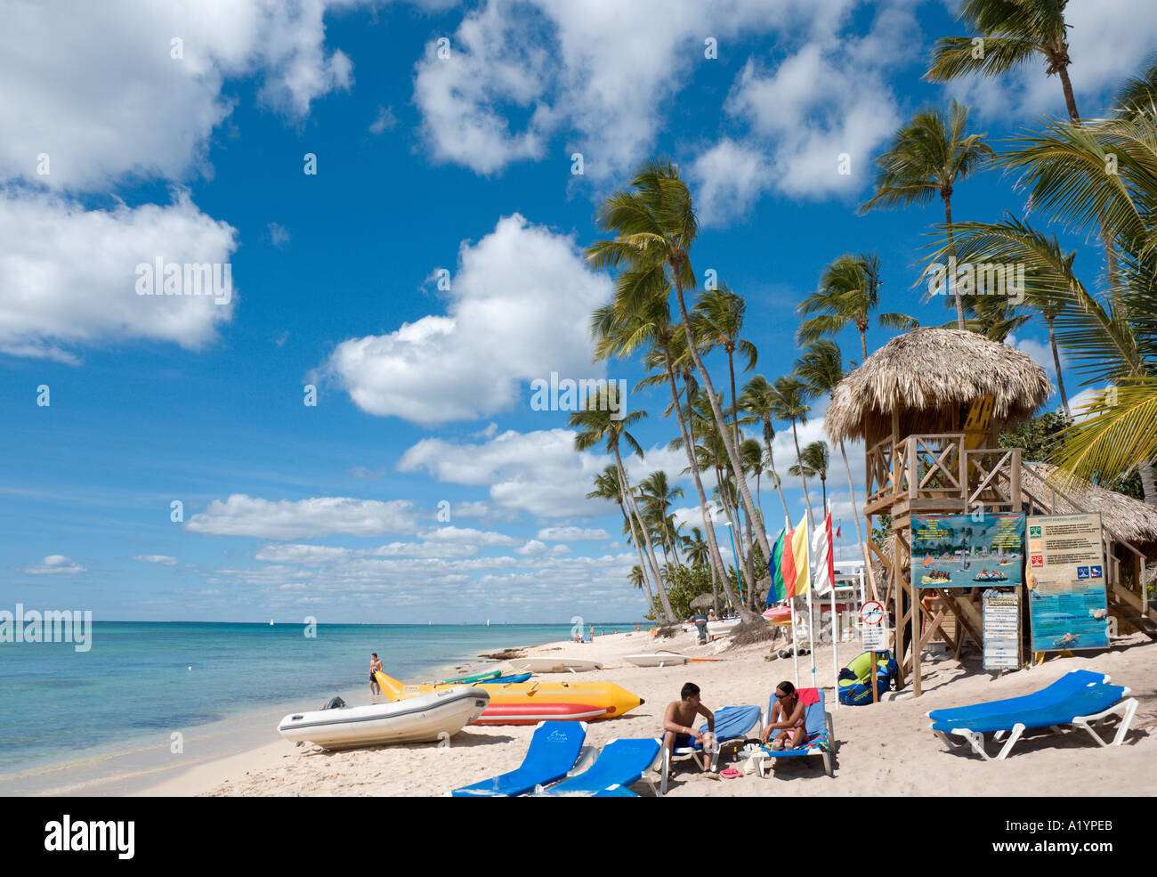 Spiaggia di Bayahibe, South Coast, Repubblica Dominicana, dei Caraibi Foto Stock