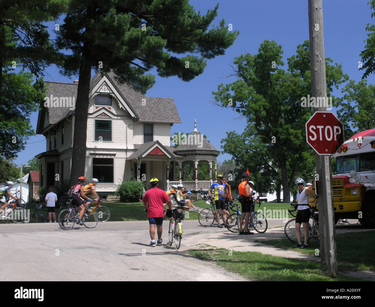 RAGBRAI®, il registro annuale del Grande viaggio in bicicletta attraverso Iowa, è un annuale sette giorni di viaggio in bicicletta in tutto lo stato. Foto Stock