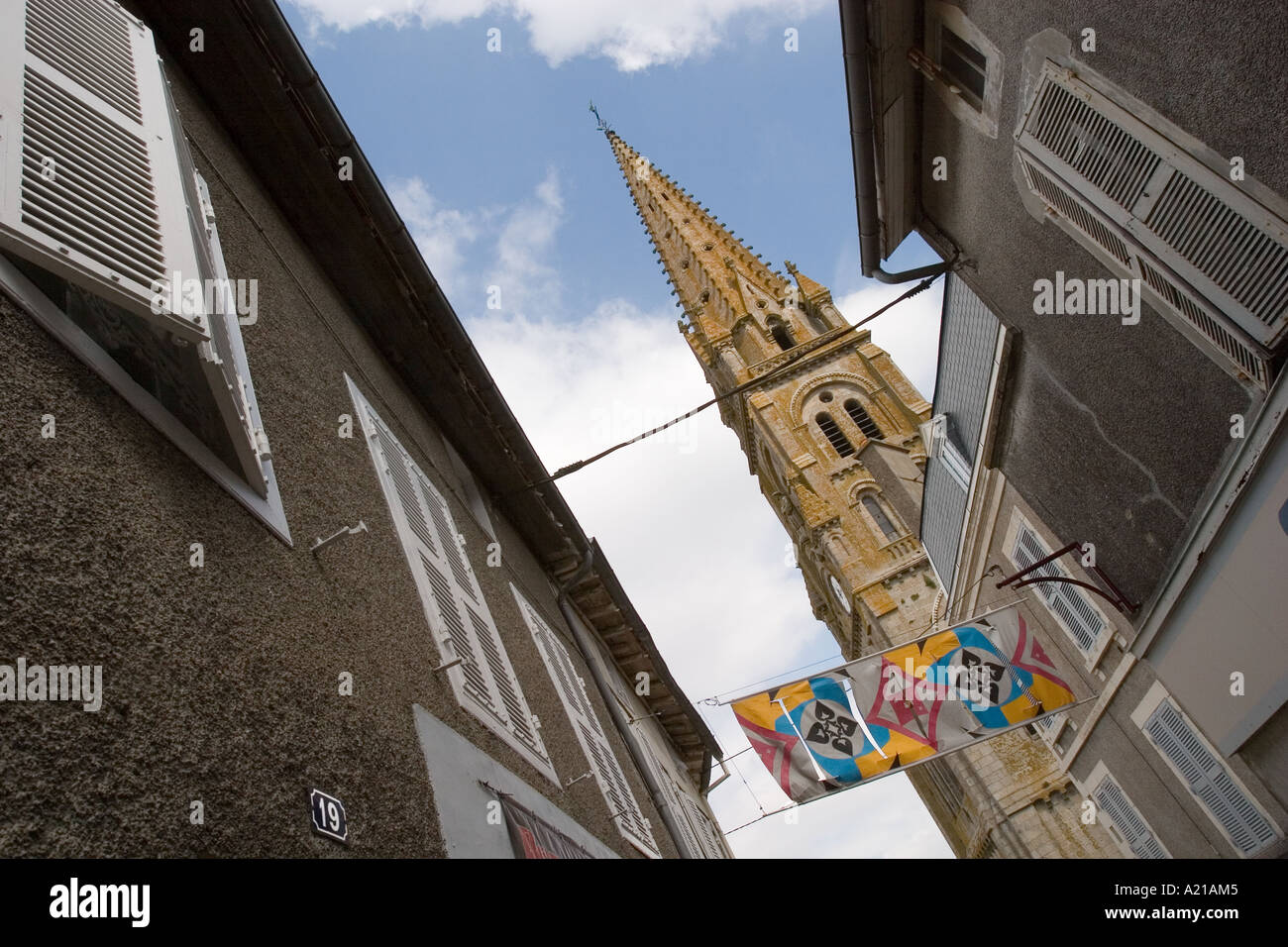 Parthenay otturatori e i banner Foto Stock