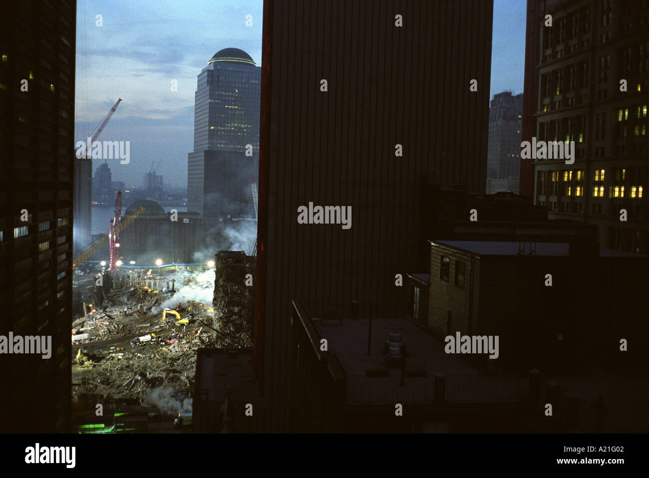 Sito del World Trade Center bombardamento, di Lower Manhattan, New York, America Foto Stock