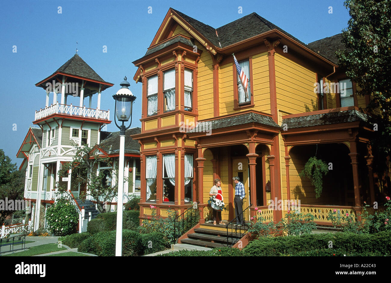 Tradizionali case in stile Vittoriano costruito originariamente nel 1887 e trasferito al patrimonio del parco della Contea di San Diego California USA J Foto Stock