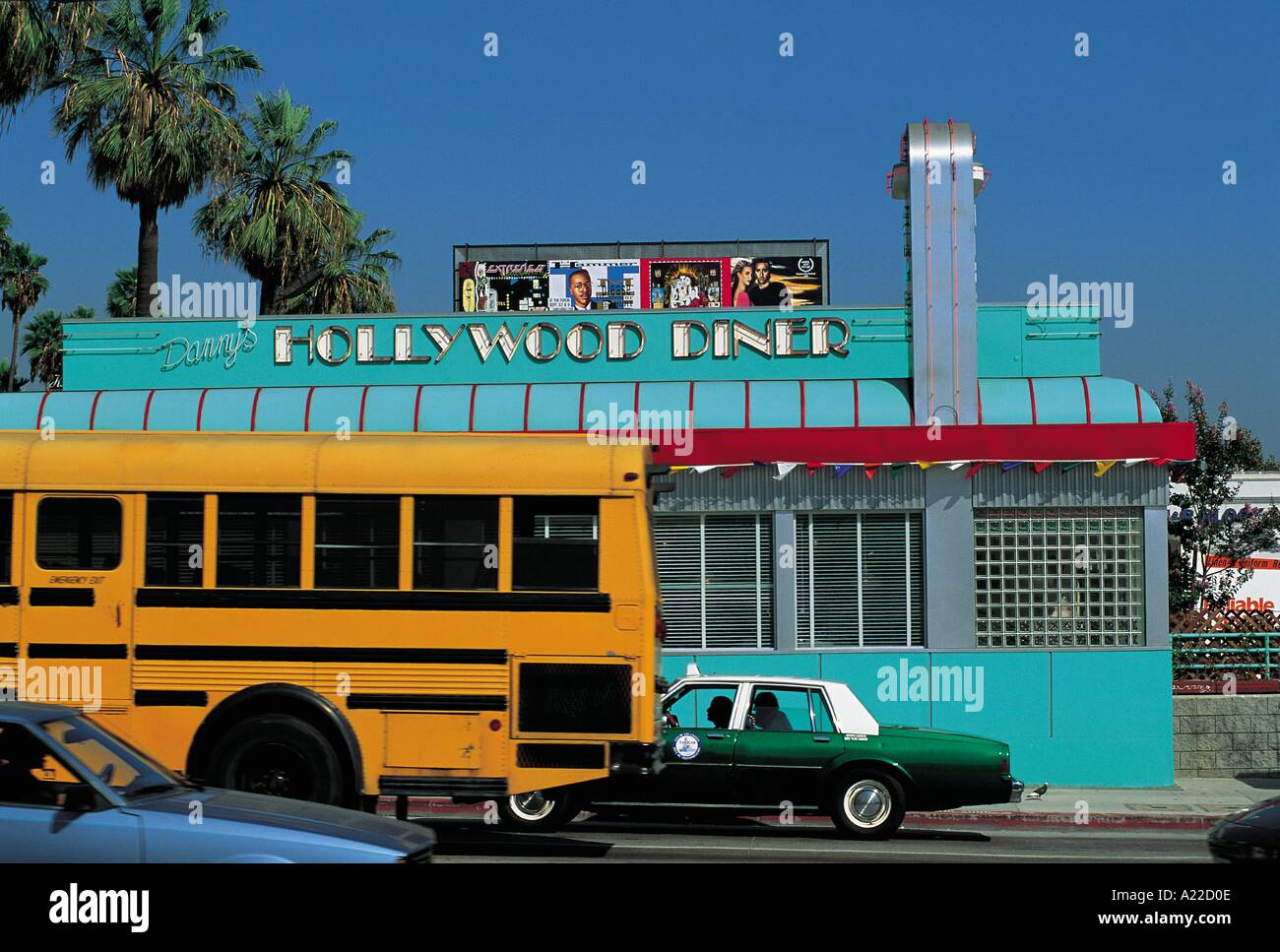 Los Angeles retrò diner scuola bus Grandadam S Foto Stock