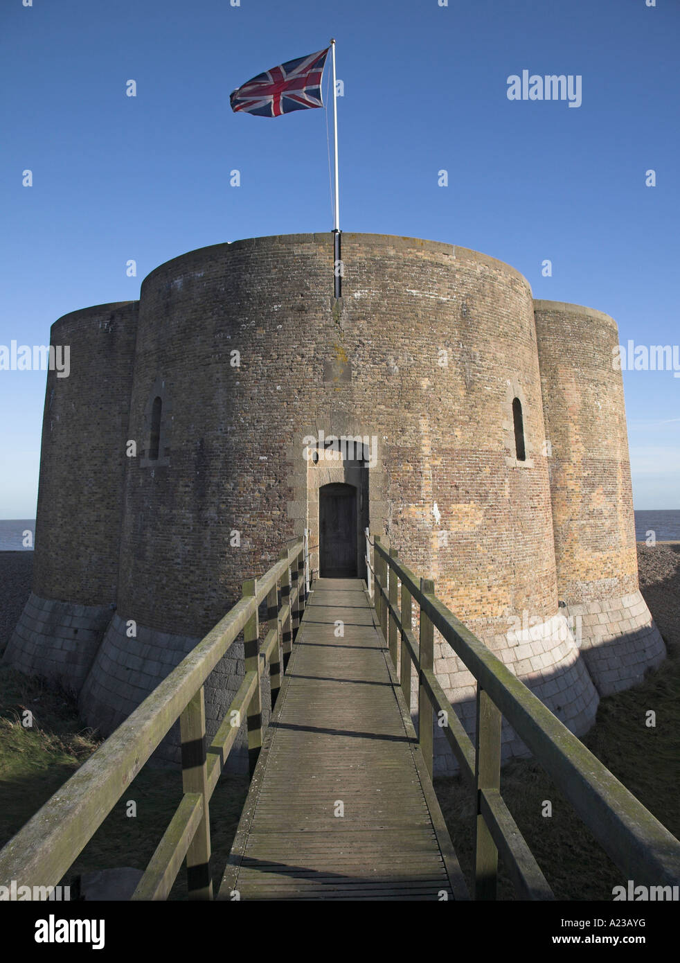 Quatrefoil Martello Tower Slaughden, vicino a Aldeburgh, Suffolk, Inghilterra Foto Stock