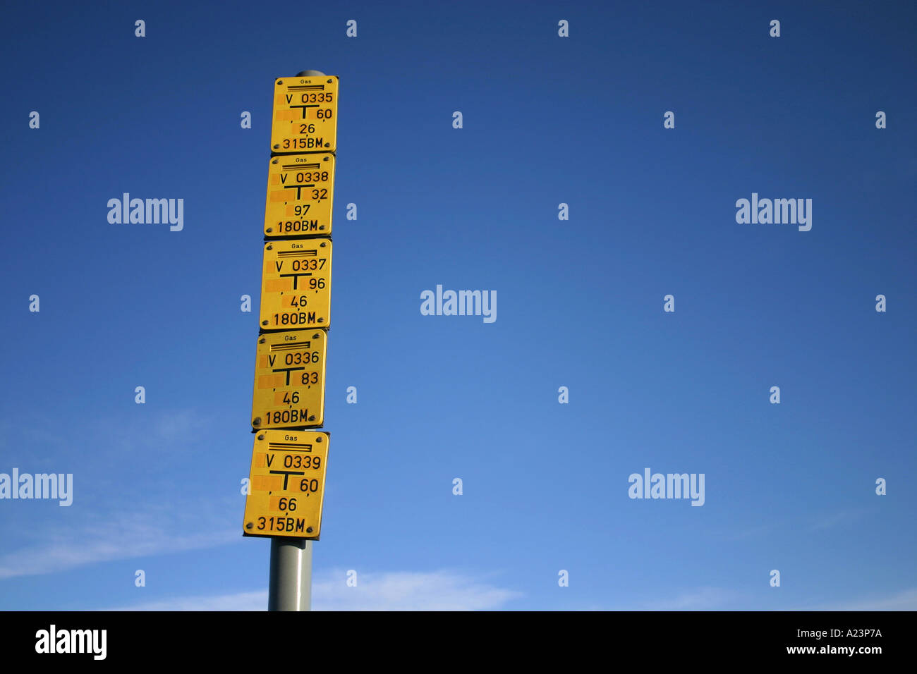 Marcatore di gas post nella ashington Northumberland Regno Unito Regno Unito Inghilterra Foto Stock