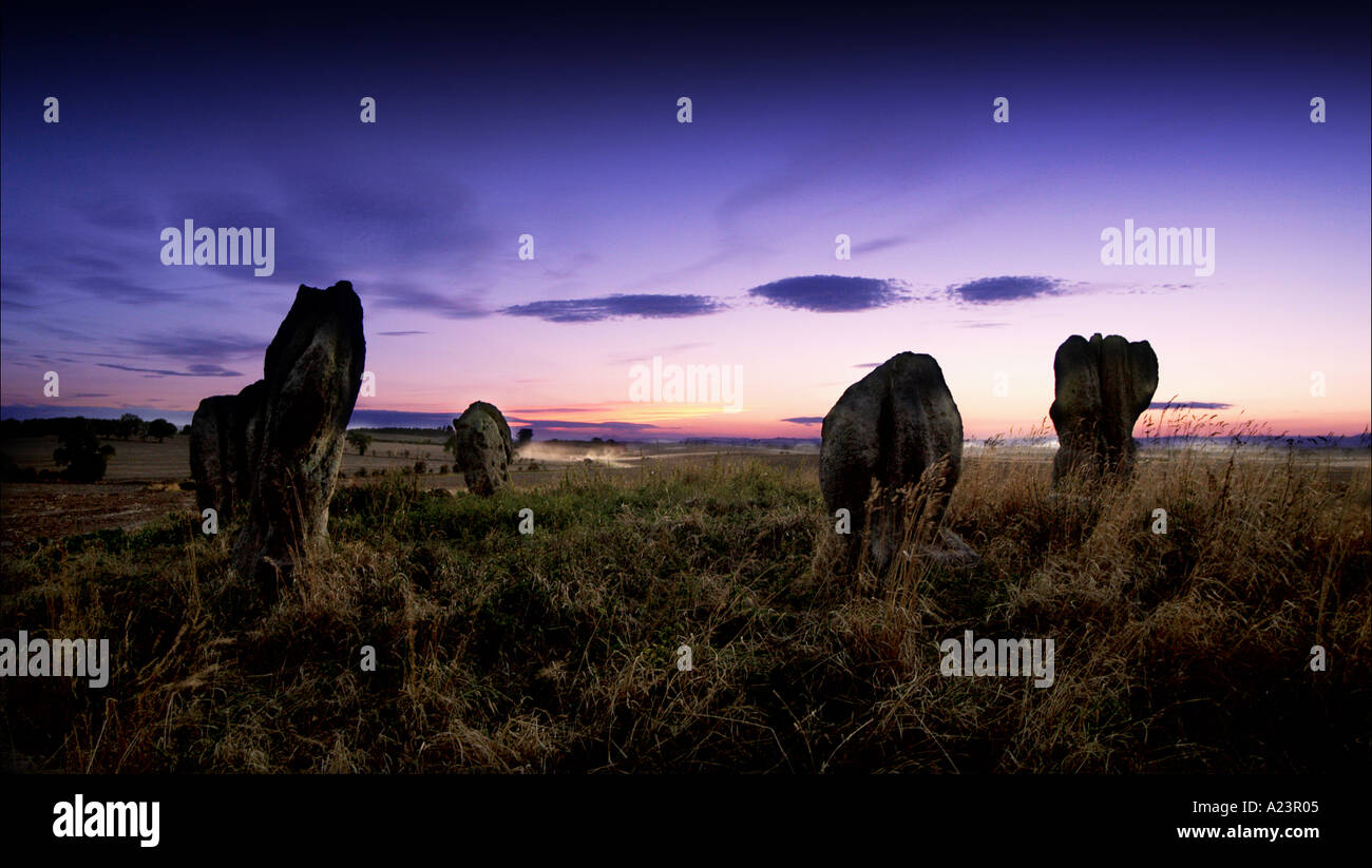 Cerchio di pietra a Duddo Nord Northumberland vicino a Berwick upon Tweed Foto Stock