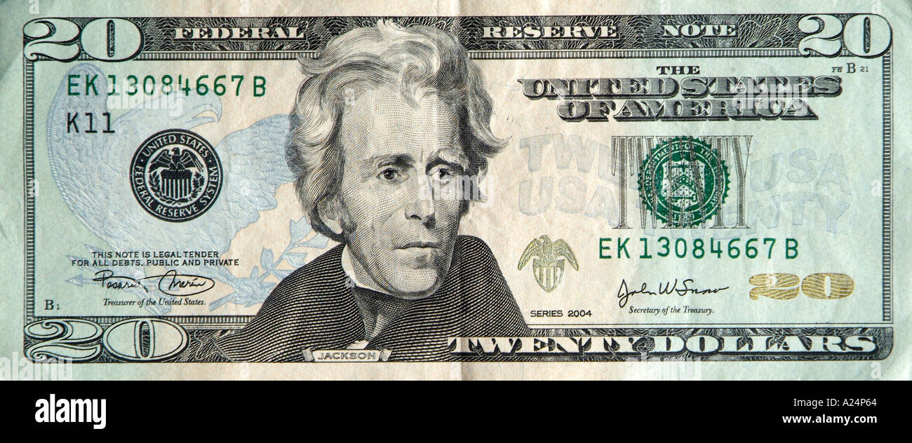 Stati Uniti U S venti dollari Foto Stock