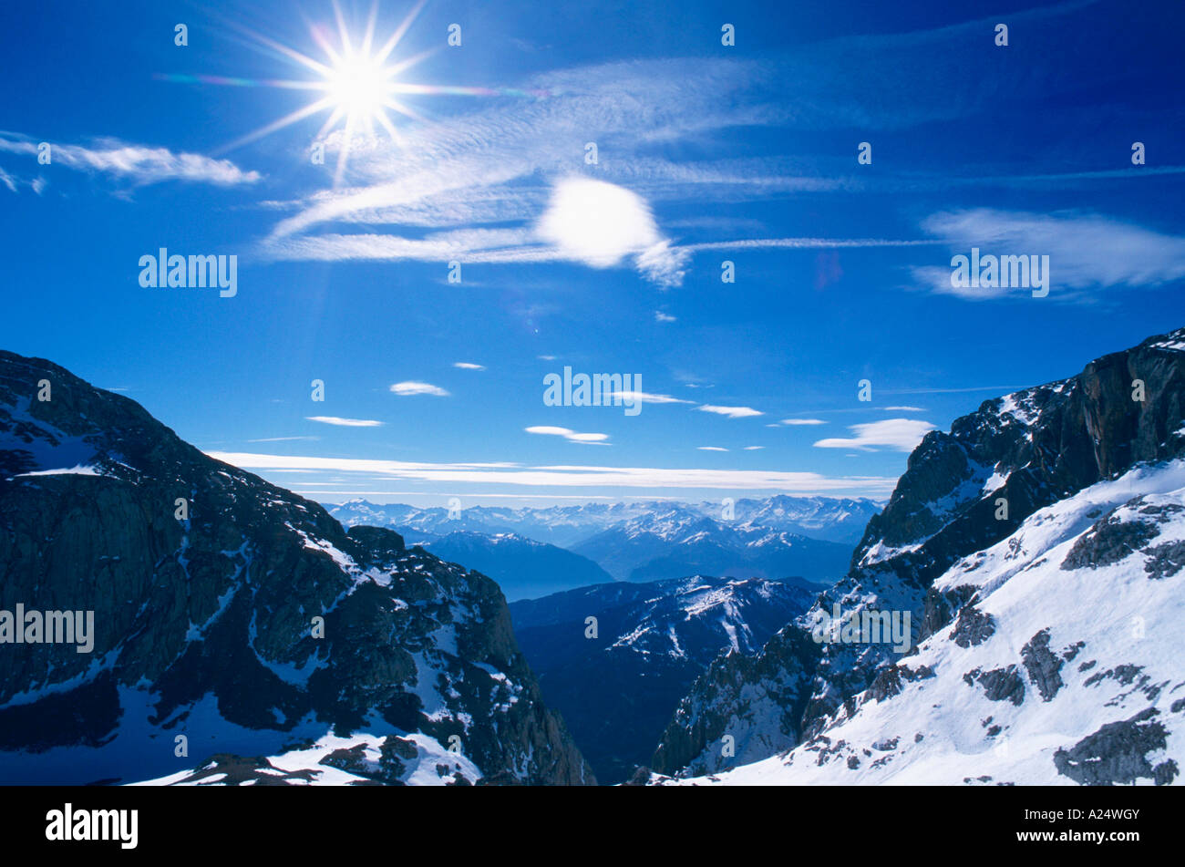 Blick vom Hochkoenigmassiv zu Tennengebirge und Dachstein Berchtesgadener Land Chiemgau Salzburger Land Alpi Europa Foto Stock