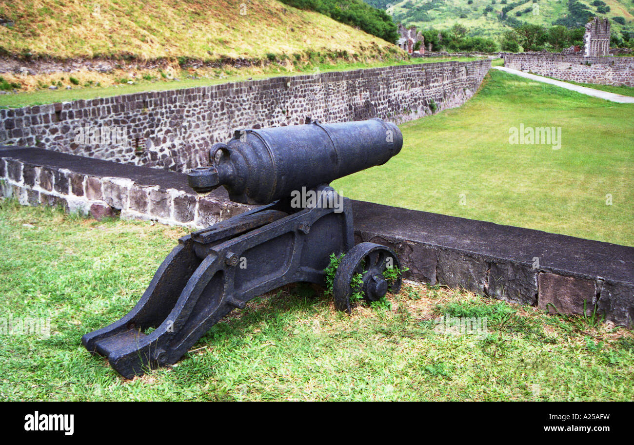 Pistola cannone fort isola dei Caraibi Foto Stock
