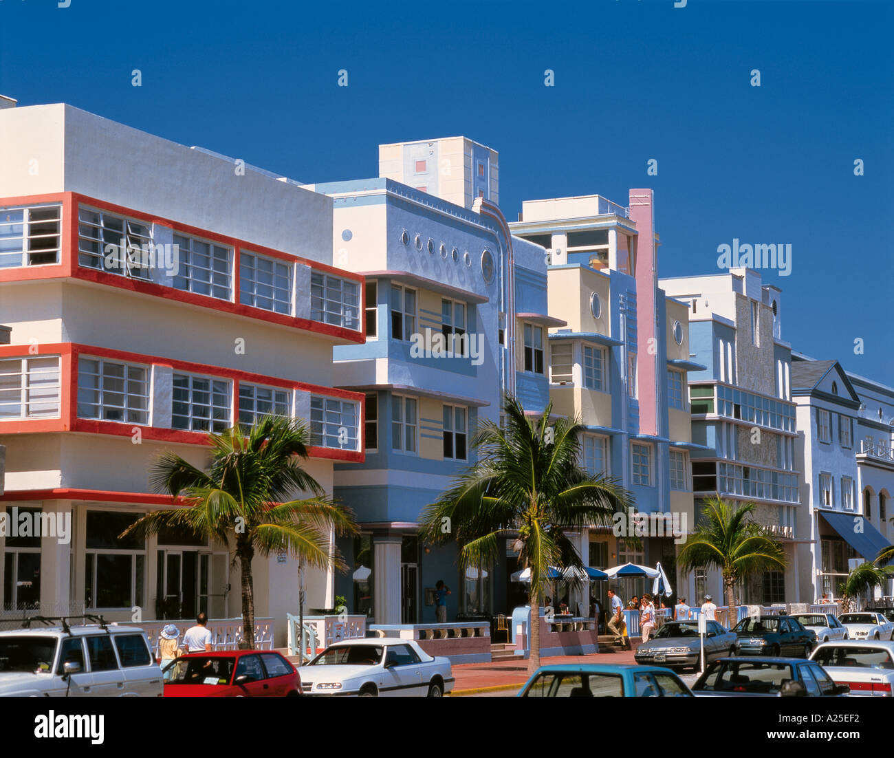 Edifici Art Deco di South Beach Miami Florida USA Foto Stock