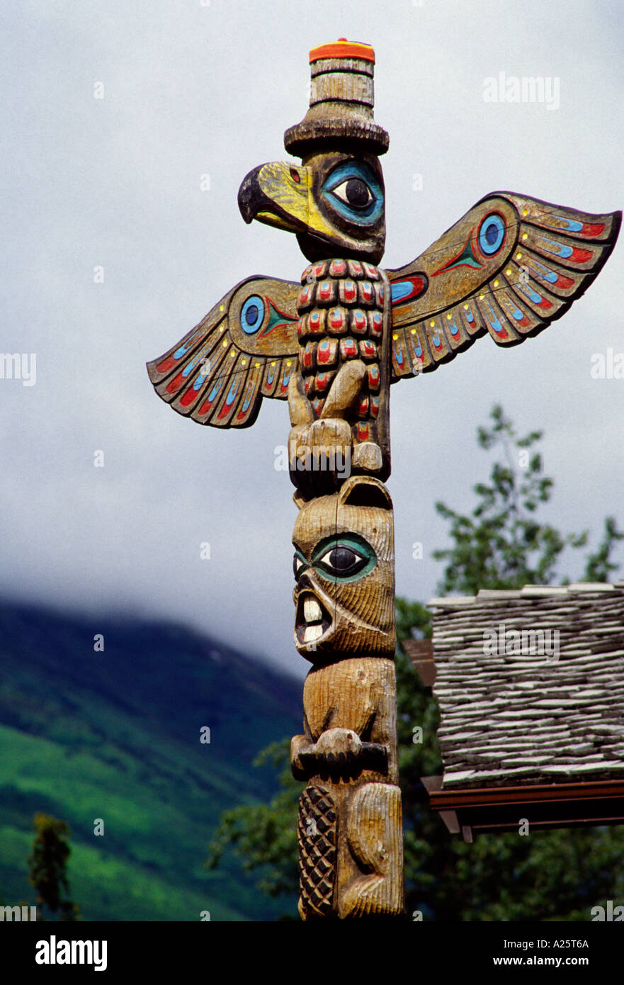 Alaskan Totem pole Foto Stock