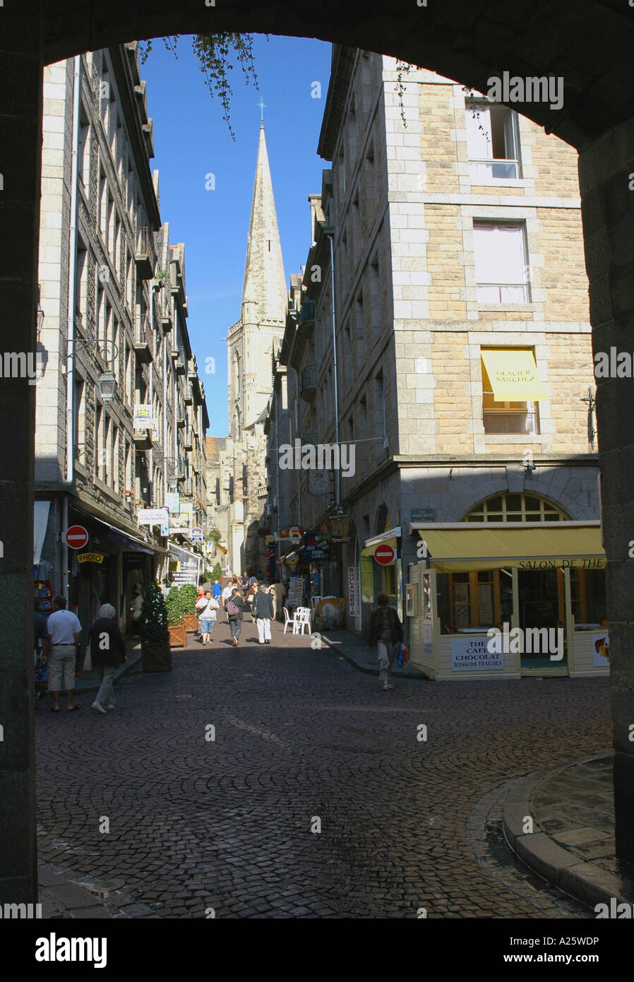 Vista caratteristica di Saint Malo Sant Maloù San S Breton Brittany Bretagne Canale Inglese a nord ovest della Francia Europa Foto Stock