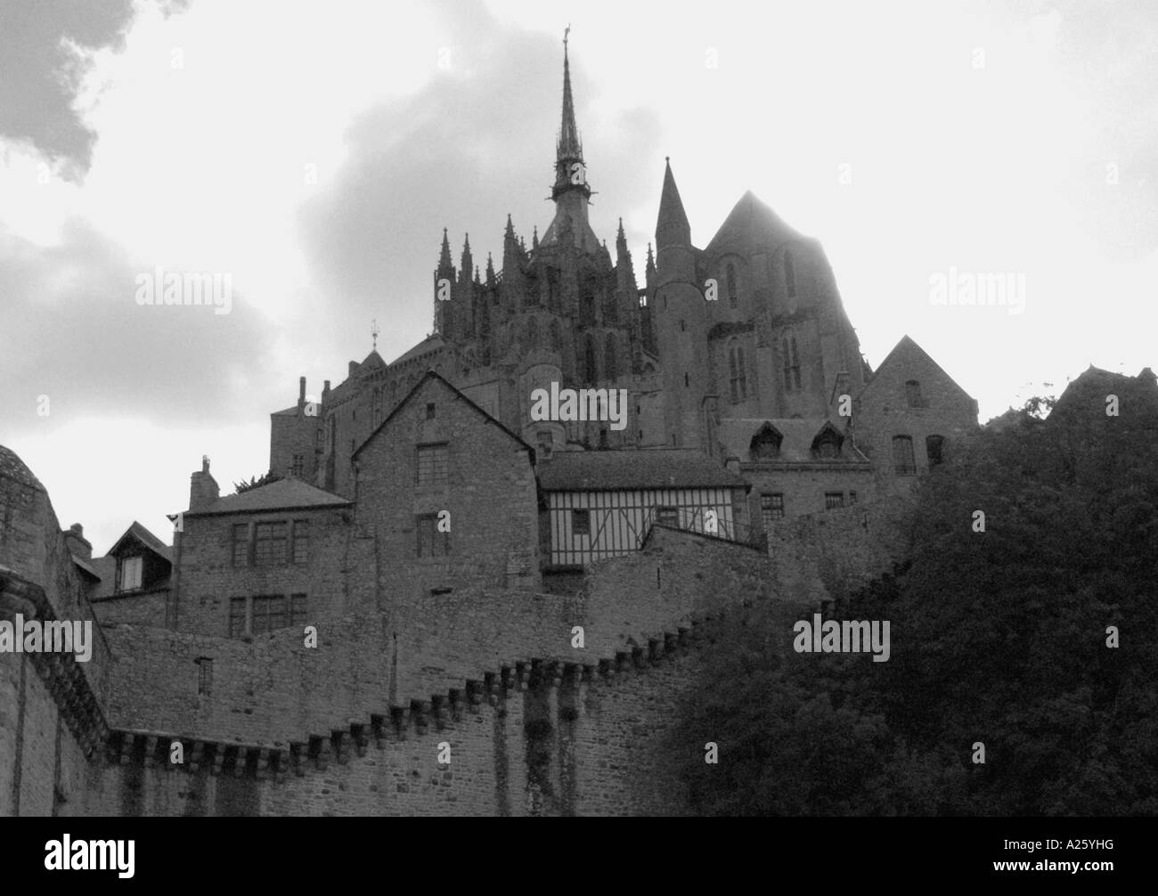 Vista Mont Saint Michel Monte San St S Michael canale inglese La Manche meraviglia Normandia Normandie Nord Ovest della Francia Europa Foto Stock