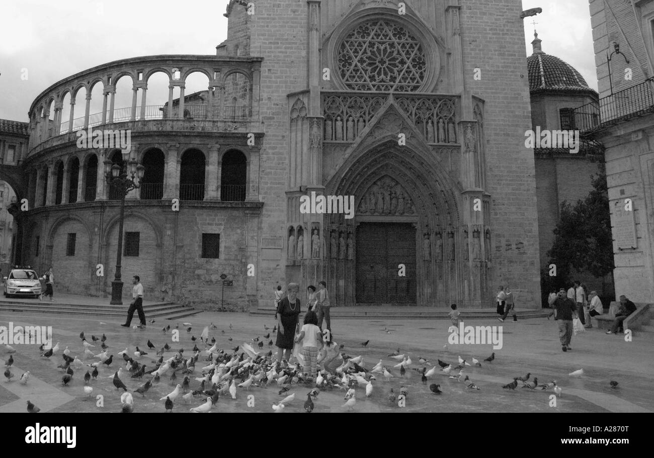 Plaza de la Virgen vergine square Valencia Comunitat Comunidad Valenciana Costa del Azahar España Spagna spagnolo Iberia Europa Foto Stock