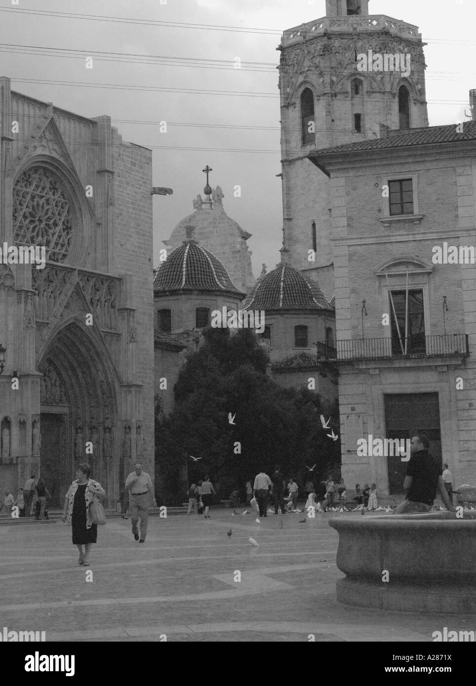Plaza de la Virgen vergine square Valencia Comunitat Comunidad Valenciana Costa del Azahar España Spagna spagnolo Iberia Europa Foto Stock