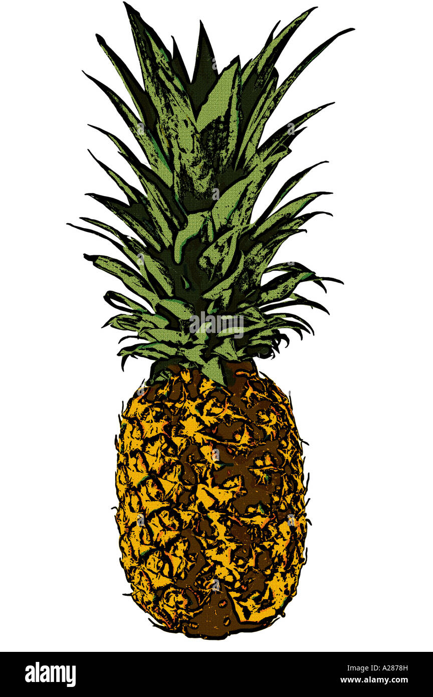 Ananas creato utilizzando Lichtenstein stile pop art tecnica Foto Stock