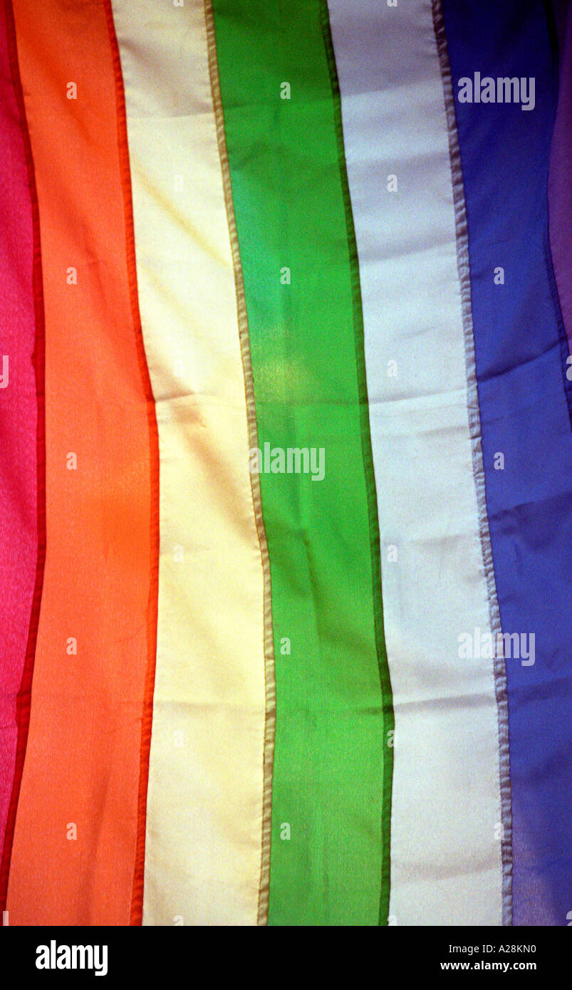 Bandiera arcobaleno di Cuzco, Perù Foto Stock