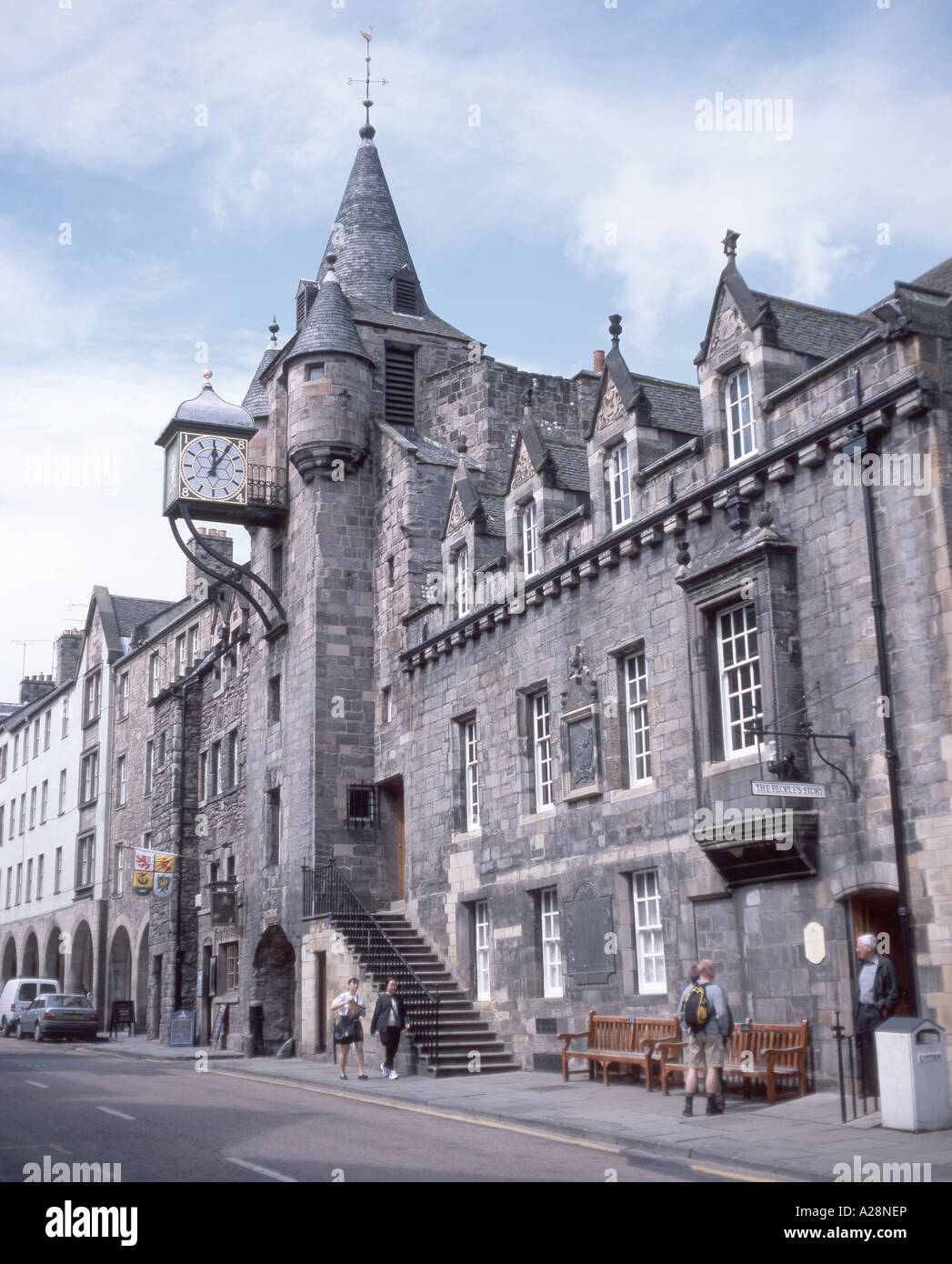 Canongate Tolbooth (1591), il Royal Mile di Edimburgo, Lothian, Scozia ,Regno Unito Foto Stock