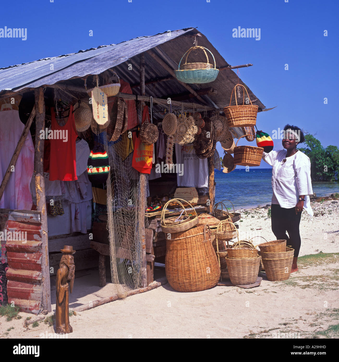 Pressione di stallo di souvenir di Runaway Bay Giamaica Foto Stock