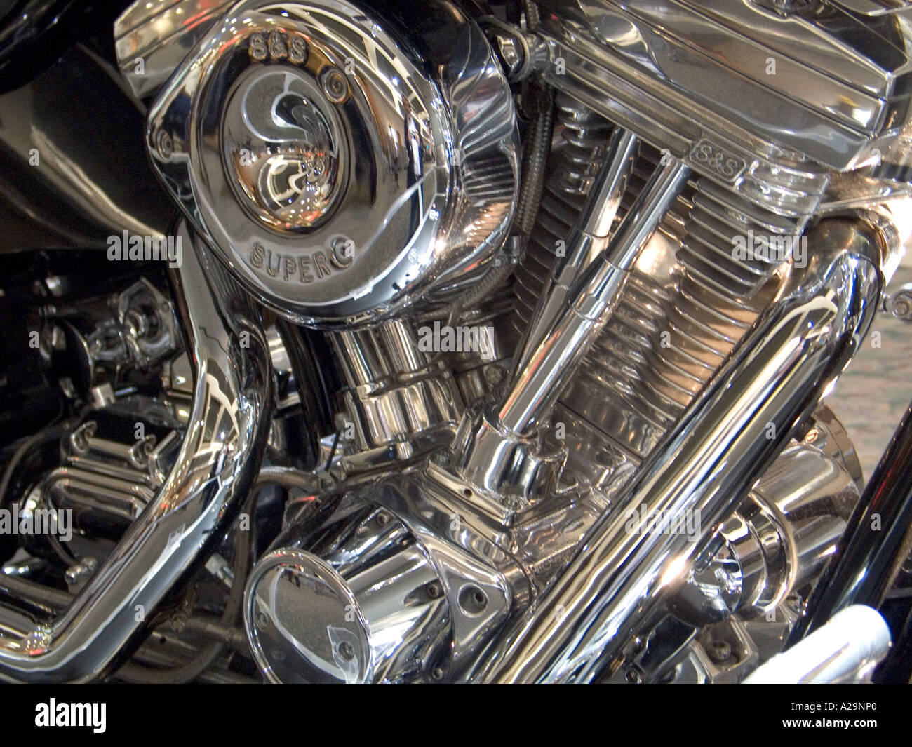 V twin motore motorcylce tutti coperti in chrome Foto Stock