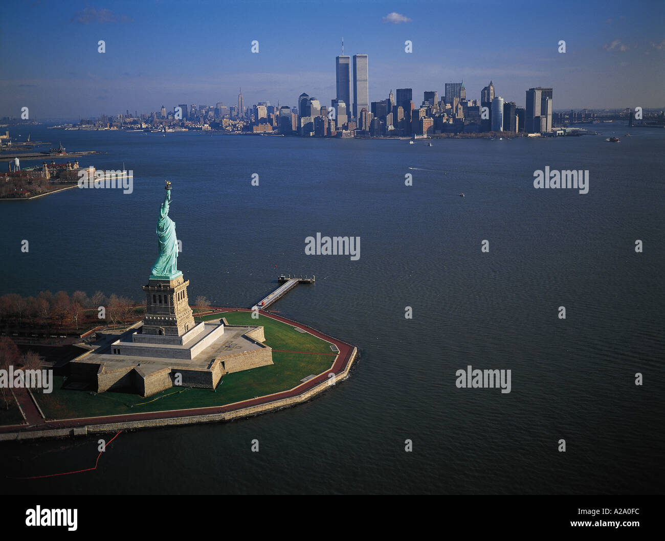 Manhattan e la statua della libertà New York STATI UNITI D'AMERICA S Grandadam Foto Stock