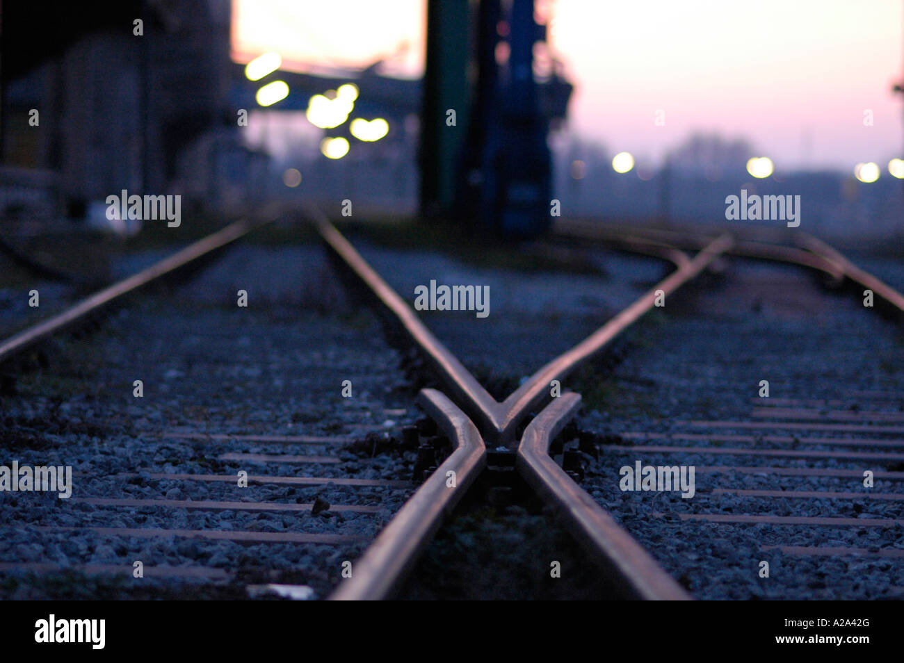 Vienna, binari ferroviari, biforcazione Foto Stock