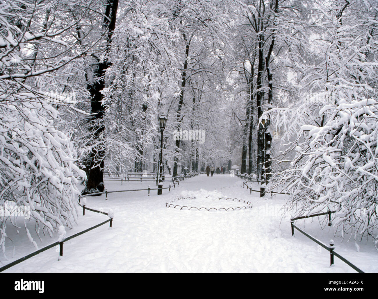 Polonia Cracovia Planty Park In Inverno Foto Stock Alamy