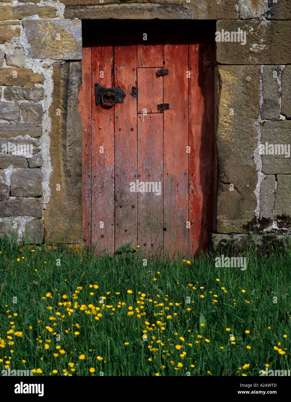 Il vecchio fienile porta, Swaledale. Foto Stock