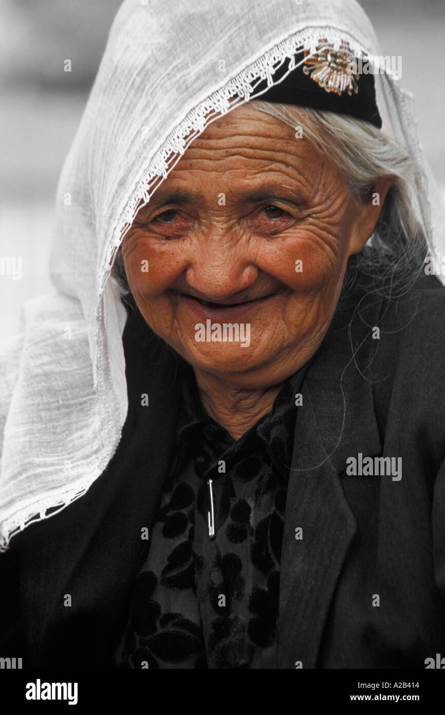 Uighur Nonna Vecchio Bazar Kashgar Cina Foto Stock