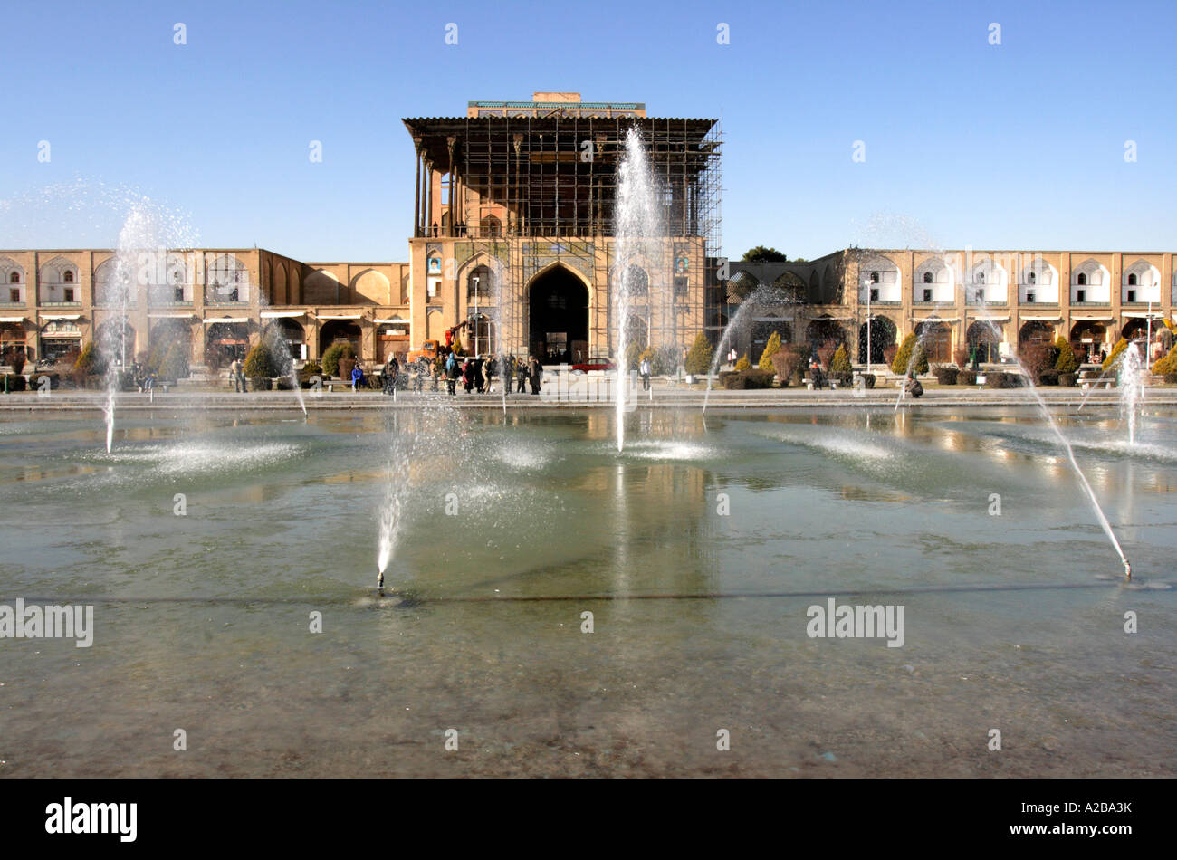 Ali Qapu palace in Naghsh-ho JAHAN Piazza a Isfahan, la seconda piazza più grande del mondo, Iran Foto Stock