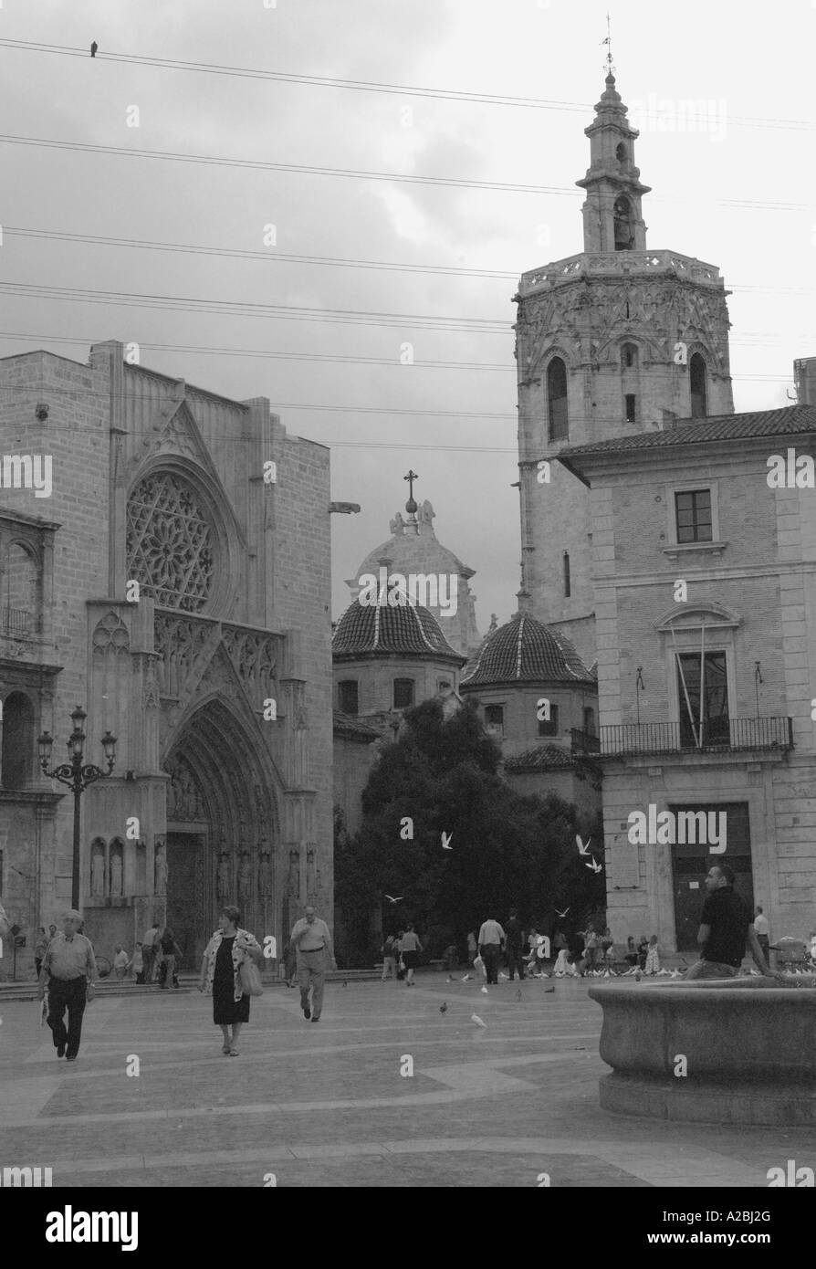 Plaza de la Virgen vergine square Valencia Comunitat Comunidad Valenciana Costa del Azahar España Spagna spagnolo Iberia Europa Foto Stock