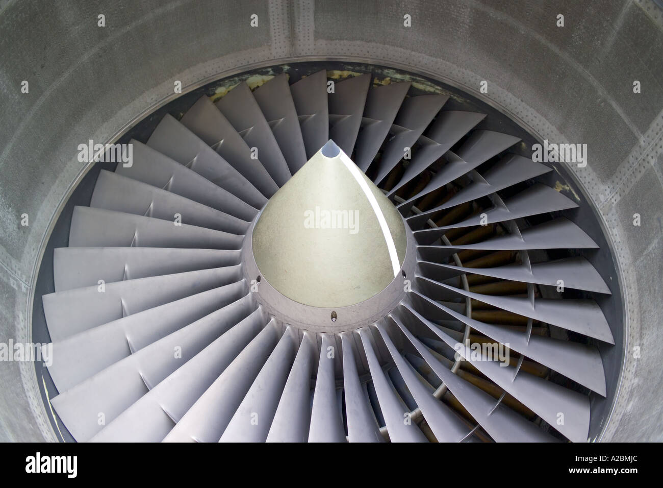 Primo piano di un motore su un boeing 747 Foto Stock