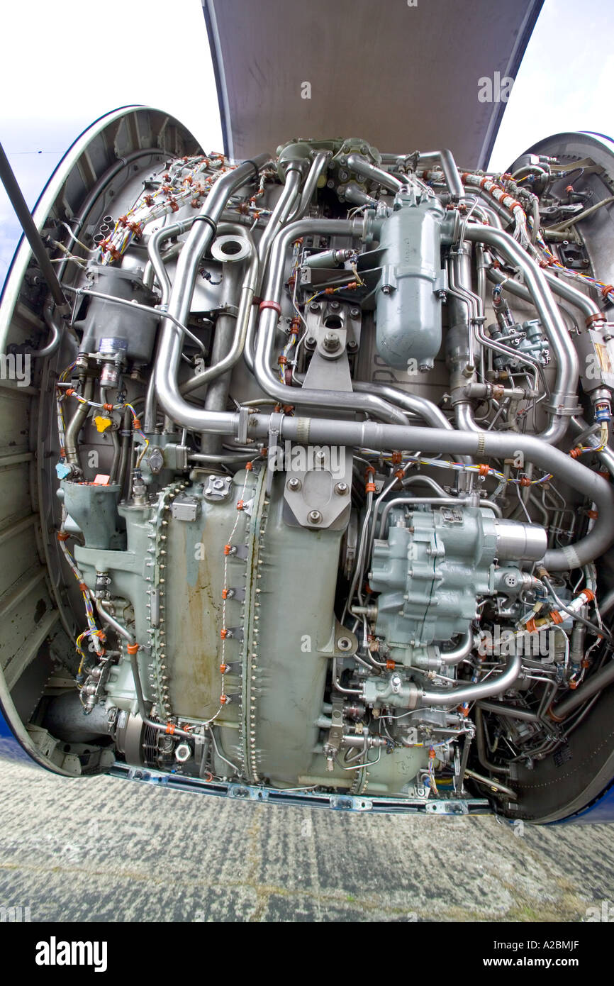 Primo piano di un motore su un boeing 747 Foto Stock