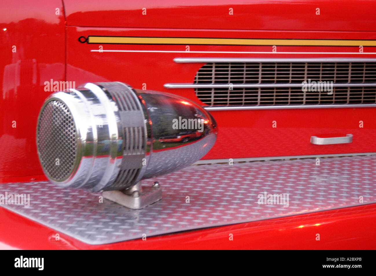 Vista dettagliata del vecchio motore Fire Siren Foto Stock