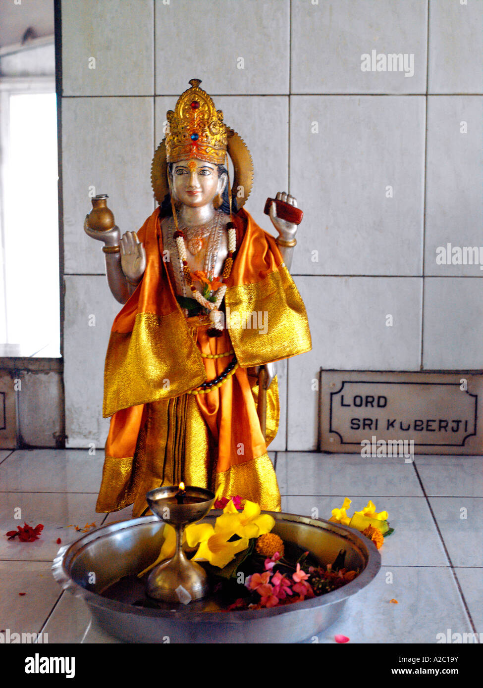 Ganga Talao Grand Bassin Maurizio Signore Shri Kuberji nel tempio indù Foto Stock