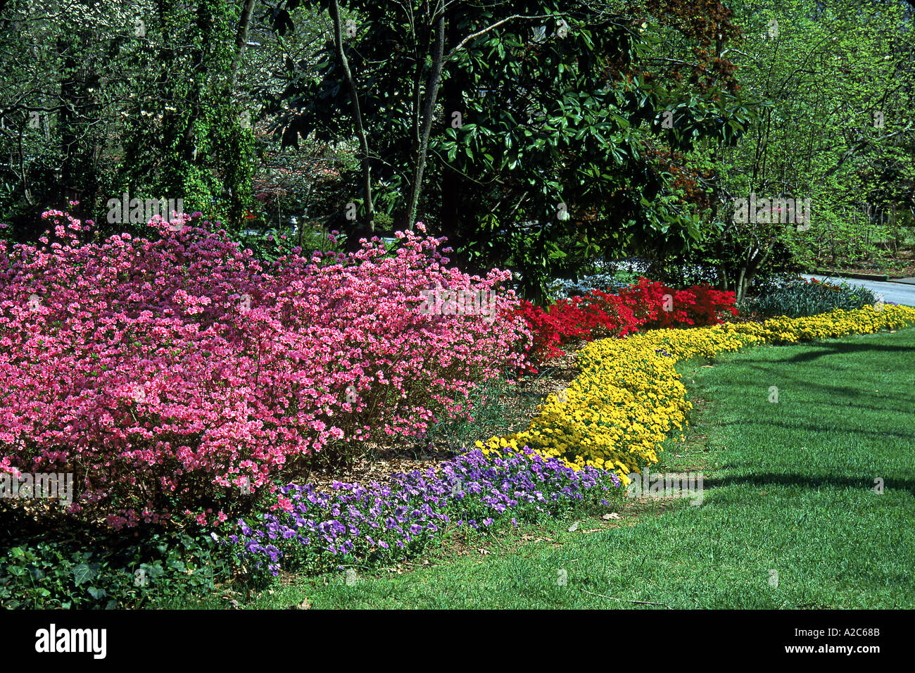 Inquadratura orizzontale di giardini formali shot in Atlanta in Georgia Foto Stock