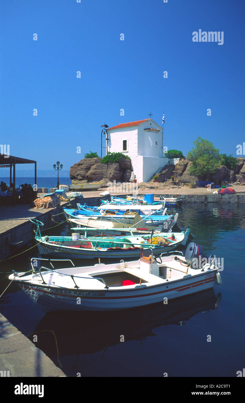 Skala Sikamias Egeo del nord Isola di Lesbo Mitilene Grecia UE Unione europea EUROPA Foto Stock