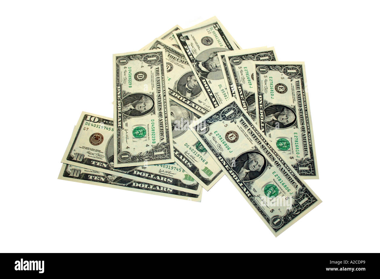 Una miscela di uno le fatture del dollaro Foto Stock