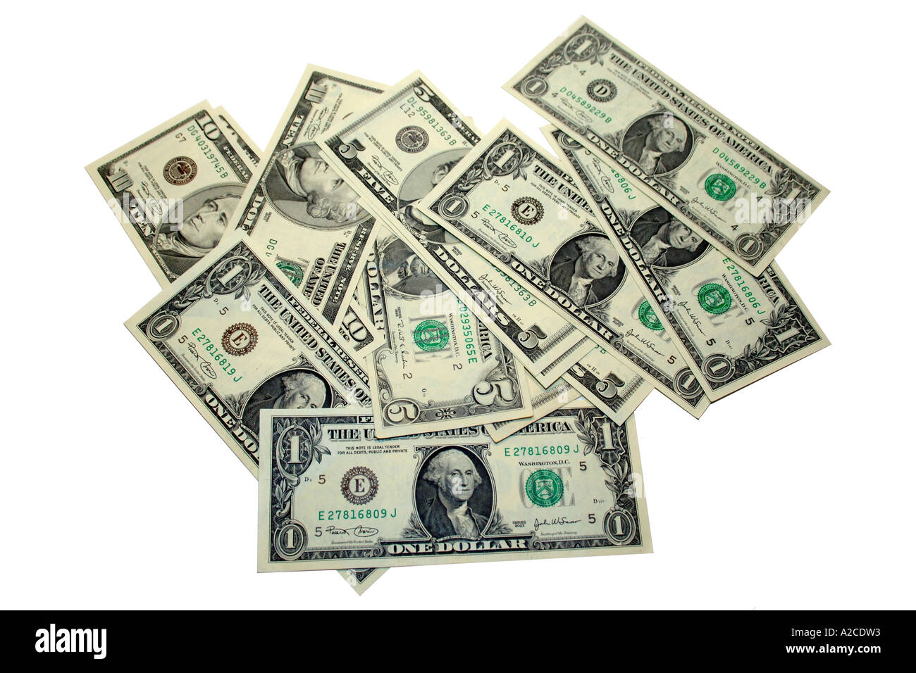 Una selezione di uno americano le fatture del dollaro Foto Stock