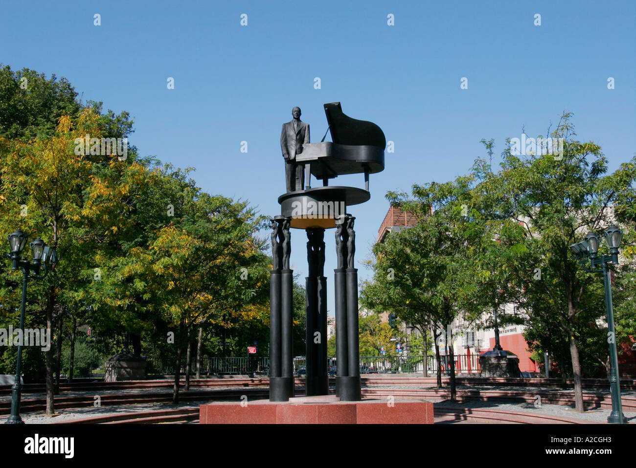 Duke Ellington statua 110th Street e la Fifth Avenue Harlem Manhattan New York Foto Stock