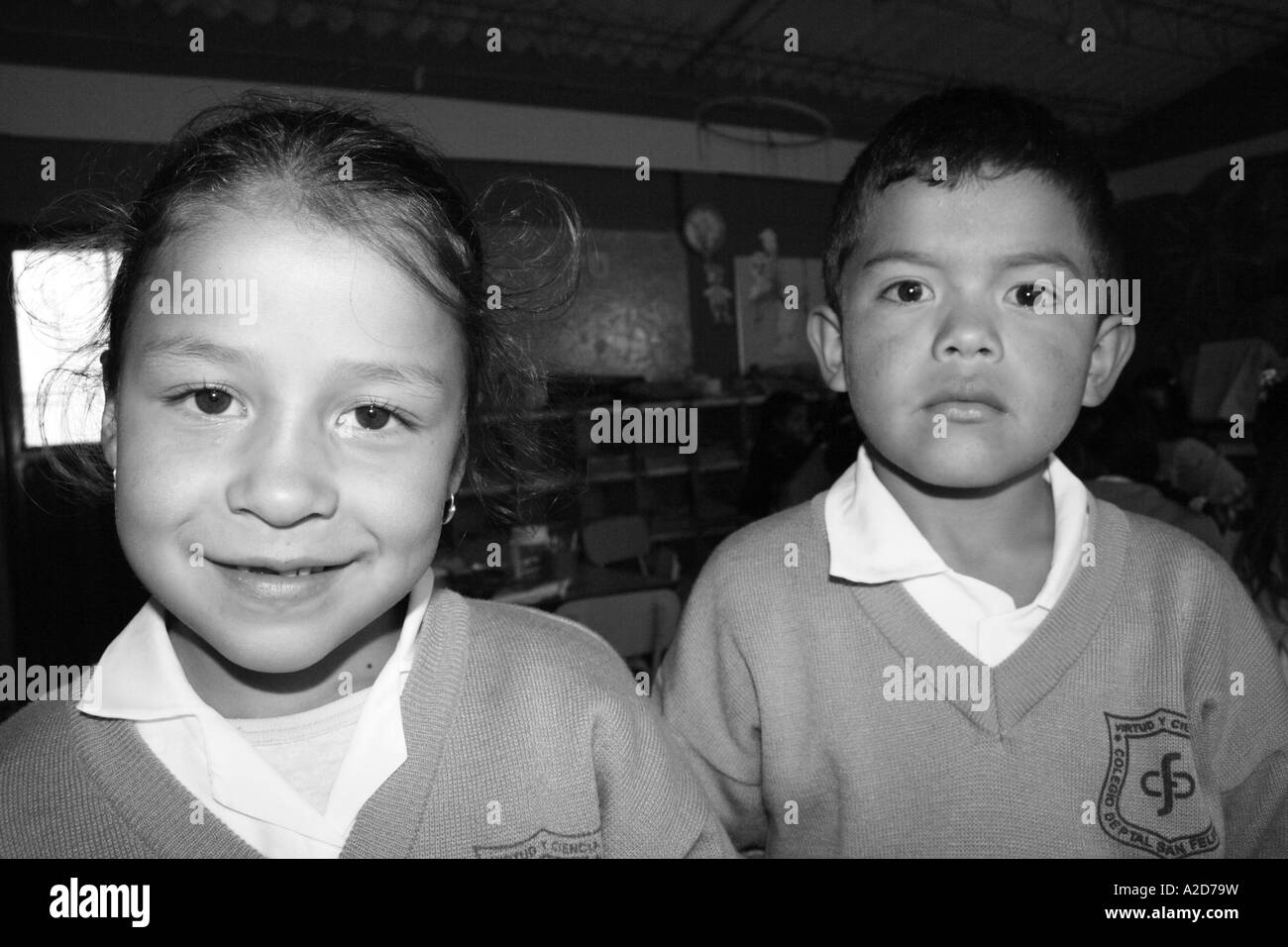 I bambini in una scuola primaria, Soracá, Boyacá, Colombia, Sud America Foto Stock