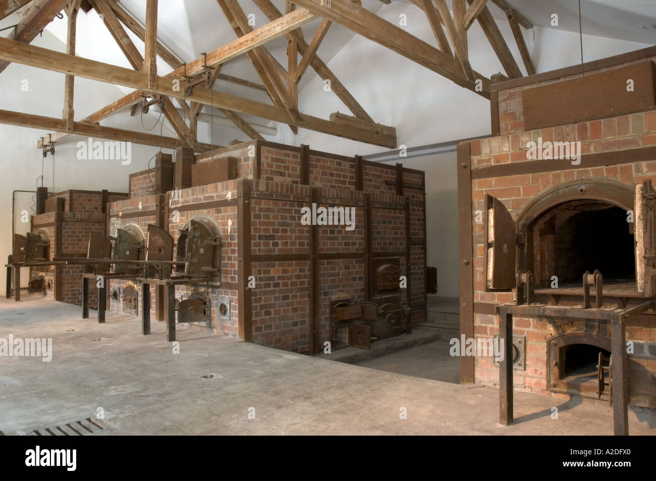 Campo di Concentramento di Dachau. Crematorio di forni. Foto Stock