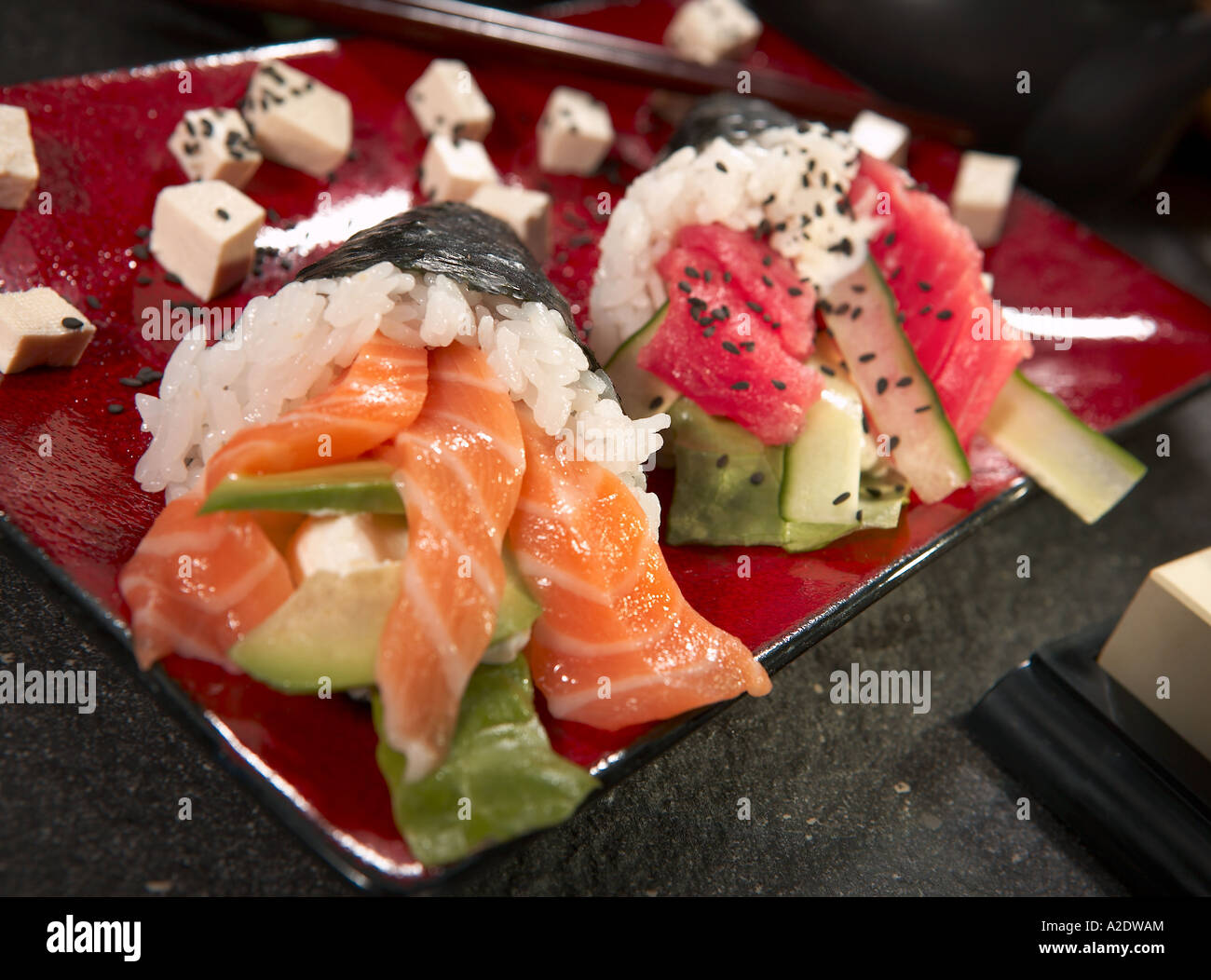 Cono con il salmone Foto Stock